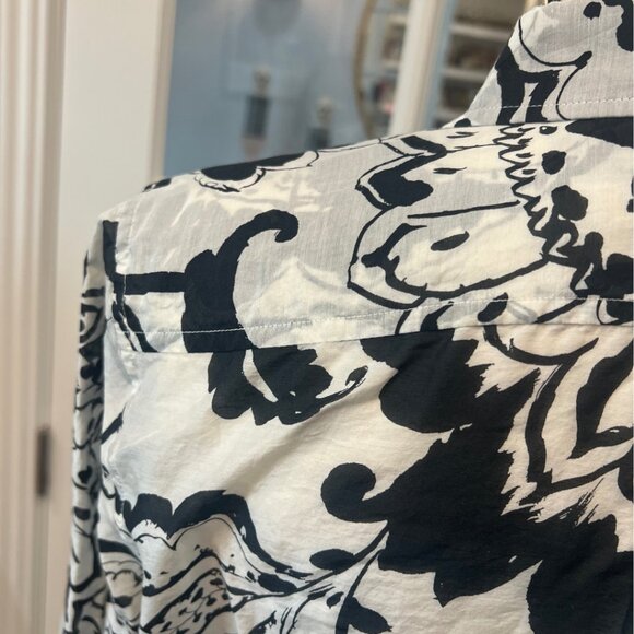 Lauren Ralph Lauren Floral Paisley Button Down Shirt Silk Blend Semi Sheer S - Picture 7 of 10